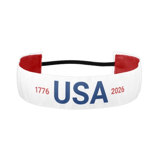 アメリカ合衆国 1776 2026 250周年 赤 白 青 アスレチックヘッドバンド (正面)