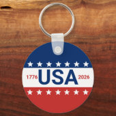 アメリカ合衆国 1776 2026 250周年 赤 白 青 キーホルダー (裏面)