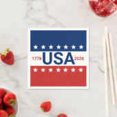 アメリカ合衆国 1776 2026 250周年 赤 白 青 スタンダードカクテルナプキン (インサイチュ)