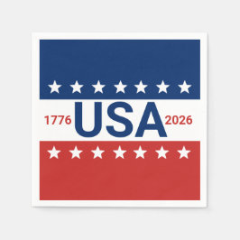 アメリカ合衆国 1776 2026 250周年 赤 白 青 スタンダードカクテルナプキン
