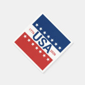 アメリカ合衆国 1776 2026 250周年 赤 白 青 スタンダードカクテルナプキン (角)