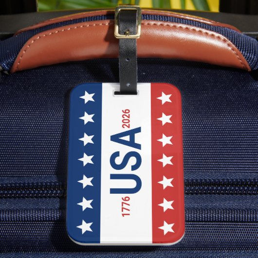 アメリカ合衆国 1776 2026 250周年 赤 白 青 ラゲッジタグ (正面インサイチュ2)