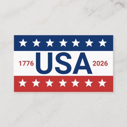 アメリカ合衆国 1776 2026 250周年 赤 白 青 名刺 (正面)