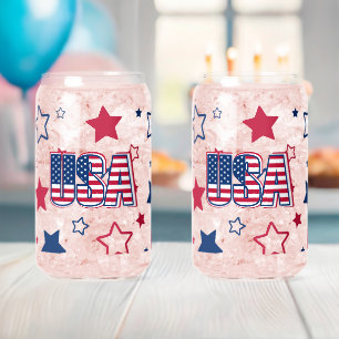 アメリカ合衆国， 1776, 7月4日レッド， White & Blue ガラス缶