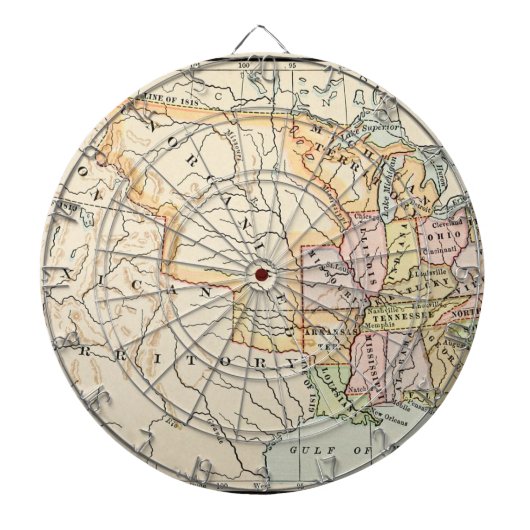 アメリカ合衆国 1830 歴史的ヴィンテージ地図 ダーツボード (正面)