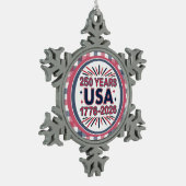 アメリカ合衆国 250周年 | 1776–2026 セミクワイセンテニアル スノーフレークピューターオーナメント (左)