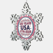 アメリカ合衆国 250周年 | 1776–2026 セミクワイセンテニアル スノーフレークピューターオーナメント (右)