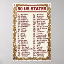 アメリカ合衆国 50州 略称 ゴールド