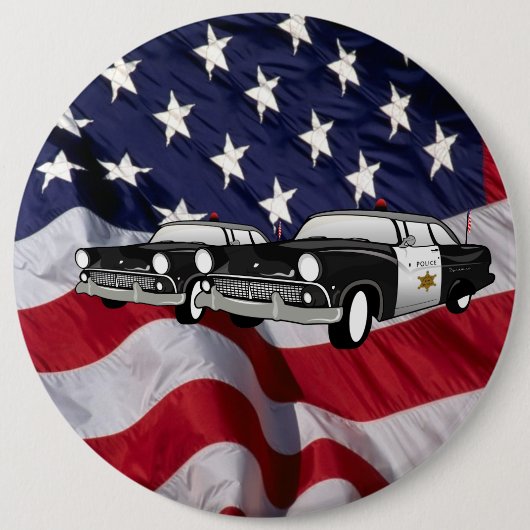 アメリカ合衆国 59 ビンテージ パトカー 缶バッジ (正面)