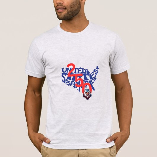 アメリカ合衆国 | USA | アメリカ 250 周年記念マップとイーグル Tシャツ (正面)