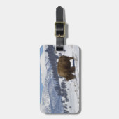 アメリカ合衆国，WY,イエローストーンNP，アメリカ合衆国バイソンBison ラゲッジタグ (正面縦)