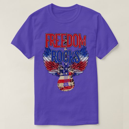 アメリカ合衆国freedom rocks 7月4日 tシャツ (デザイン正面)