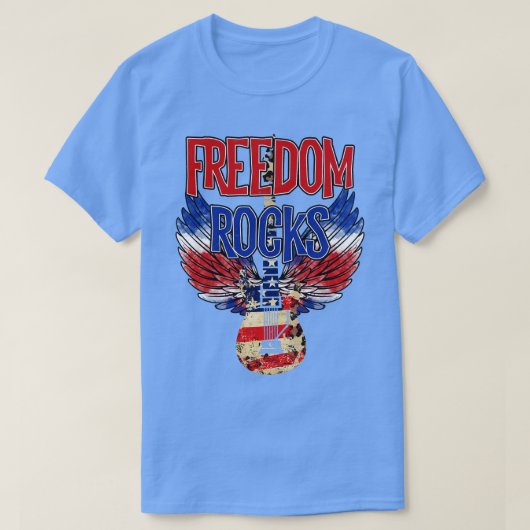 アメリカ合衆国freedom rocks 7月4日 tシャツ (デザイン正面)