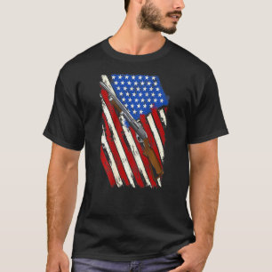 アメリカ合衆国Shotgun国旗On Back Clay Pazion Shoo Tシャツ