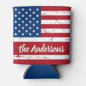 アメリカ国パーソナライズされた名アメリカ国旗 缶クーラー (正面)