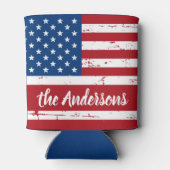 アメリカ国パーソナライズされた名アメリカ国旗 缶クーラー (裏面)