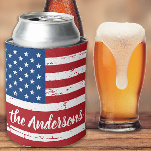 アメリカ国パーソナライズされた名アメリカ国旗 缶クーラー