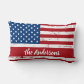 アメリカ国パーソナライズされた名旗 ランバークッション (裏面)