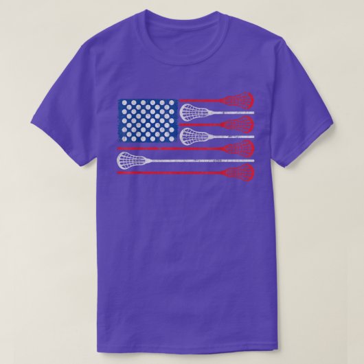 アメリカ国動揺して旗ラクロス愛国的な4位 Tシャツ (デザイン正面)