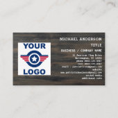 アメリカ国旗あなたのロゴ素朴ウッド愛国心 名刺 (裏面)