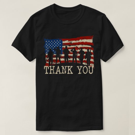 アメリカ国旗ありがとう退役軍人誇りを持った退役軍人T-S Tシャツ (デザイン正面)