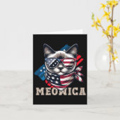 アメリカ国旗おもしろいの猫ミーム愛国的なアメリカ合衆国 カード (黄色い花)
