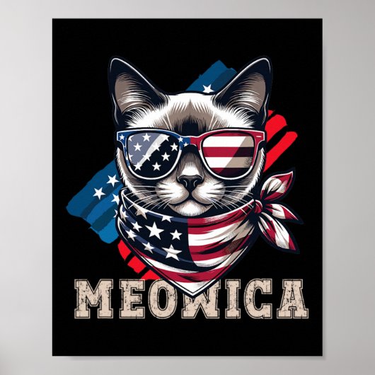 アメリカ国旗おもしろいの猫ミーム愛国的なアメリカ合衆国 ポスター (正面)