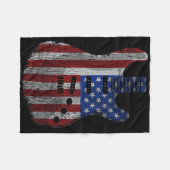 アメリカ国旗おもしろいギターアメリカギタリストUsa Guitarist 4Of Ju フリースブランケット (正面(横))