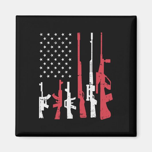 アメリカ国旗おもしろい銃7月パットプライド4日 マグネット (正面)