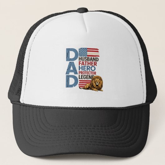 アメリカ国旗お父さんライオン愛国Tシャツ キャップ (正面)