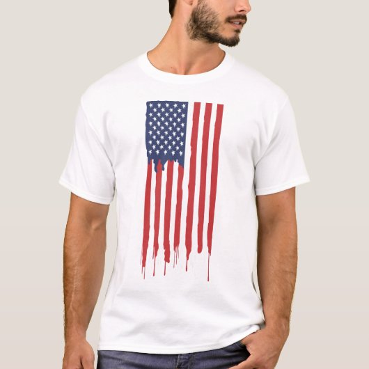 アメリカ国旗がしたたる Tシャツ (正面)