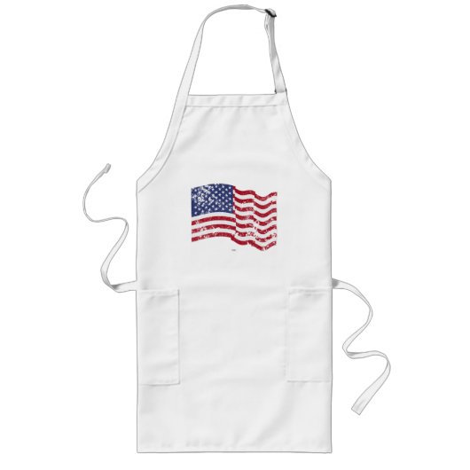 アメリカ国旗がなびく - 悲痛な姿 ロングエプロン (正面)