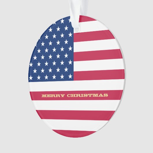 アメリカ国旗がアメリカストライプ愛国的なクリスマスを飾る オーナメント (正面)