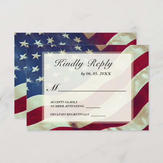 アメリカ国旗がアメリカストライプ愛国者の結婚星を 出欠カード (正面/裏面)