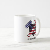 アメリカ国旗がハンマーのロゴを横切った「地質学的な岩」 コーヒーマグカップ (正面右)