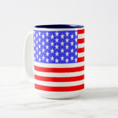 アメリカ国旗が全面プリントされたマグカップ ツートーンマグカップ (正面左)