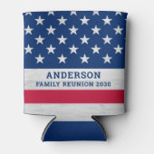 アメリカ国旗が愛国心ストライプのある家族をスター 缶クーラー (正面)