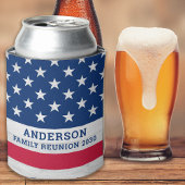 アメリカ国旗が愛国心ストライプのある家族をスター 缶クーラー