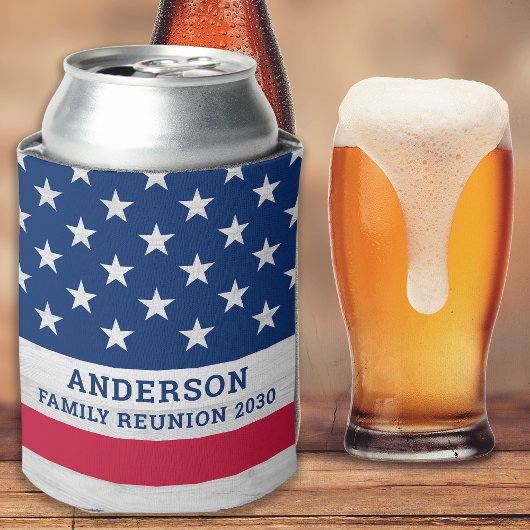 アメリカ国旗が愛国心ストライプのある家族をスター 缶クーラー