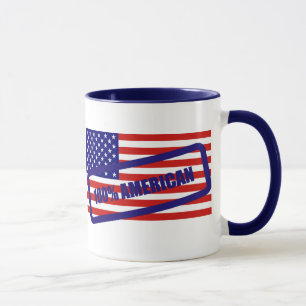 アメリカ国旗が押さえられたアメリカ人 マグカップ