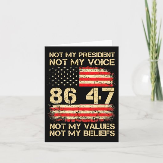 アメリカ国旗が私の大統領ではなくアンチトランプ86 カード (正面)