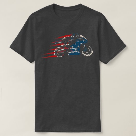 アメリカ国旗すごいバイクモトGP 7月ダート4日 Tシャツ (デザイン正面)