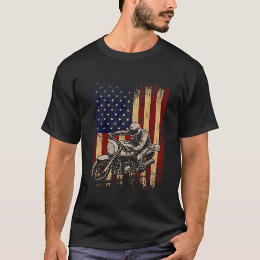 アメリカ国旗すごいバイクモトGp 7月4日ダート Tシャツ (正面)