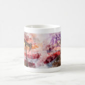 アメリカ国旗でカボチャックシルエット水色 コーヒーマグカップ (中央)