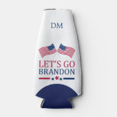 アメリカ国旗でブランドン・モノグラムを行こう ボトルクーラー (正面)