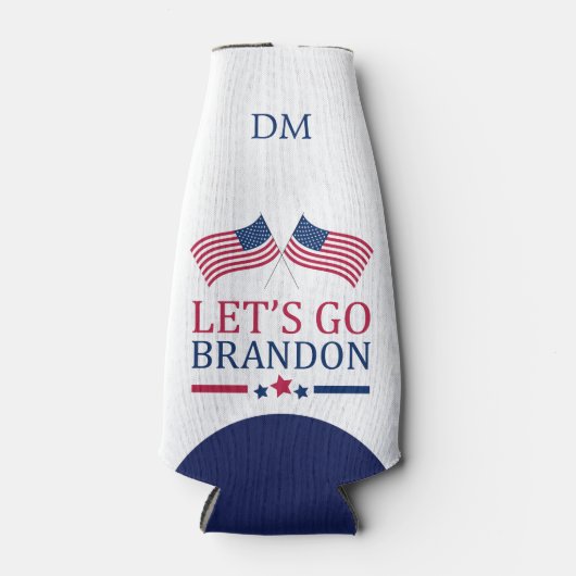 アメリカ国旗でブランドン・モノグラムを行こう ボトルクーラー (正面)