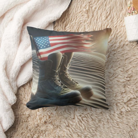 アメリカ国旗でブーツと戦う クッション (ブランケット)
