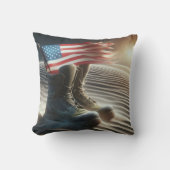 アメリカ国旗でブーツと戦う クッション (正面)