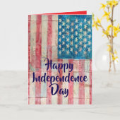 アメリカ国旗で作られたハッピー・インディペンデンス・デイ カード (黄色い花)