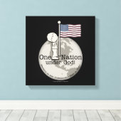 アメリカ国旗で小さな男の子の下の国 キャンバスプリント (インサイチュ (ウッドフロア))